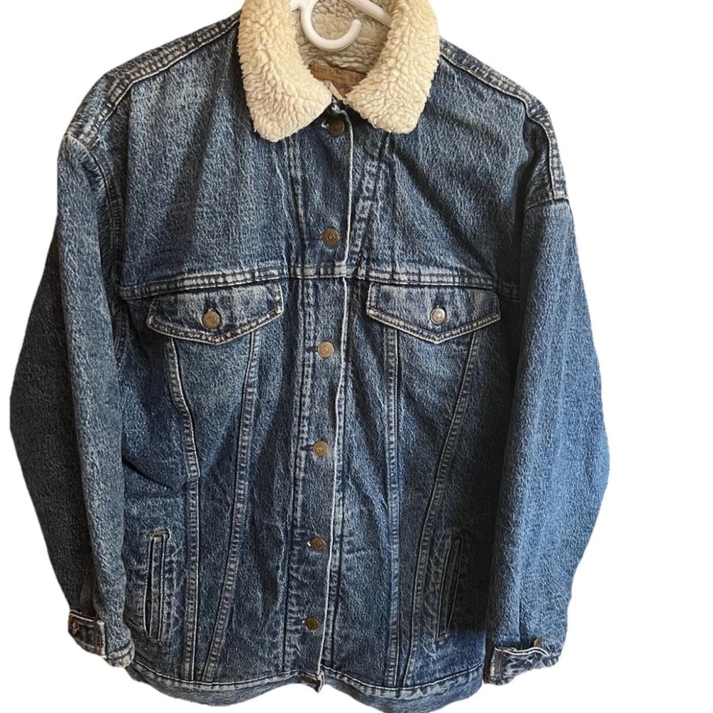 Vintage Levi’s 77935 Ranch Chore Coat Acid Wash Sherpa USA 80s M